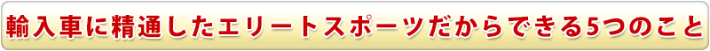 輸入車に精通したエリートスポーツだからできる5つのこと